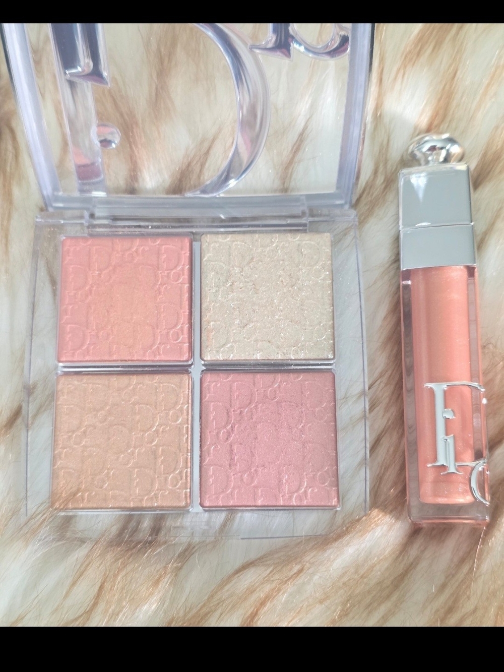 Dior highlighter 003 Pearly Peach & lip luminizer 111 Pearly Peach